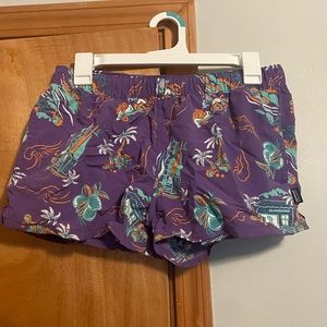 Patagonia shorts, purple print